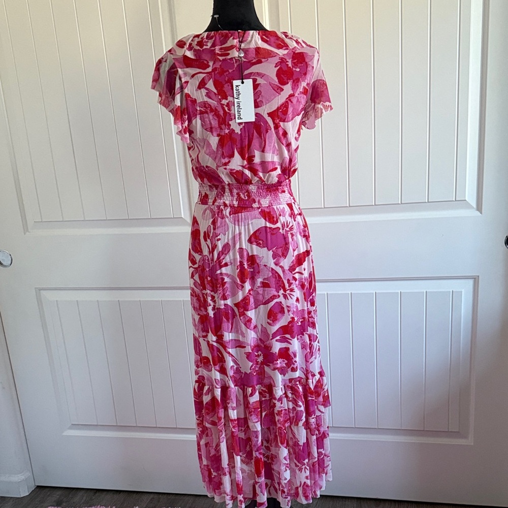 Kathy Ireland Vibrant Pink Floral Midi Dress - Picture 5 of 10